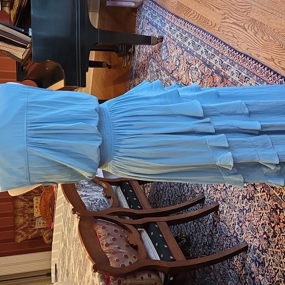 Elegant Blue Ruffle Maxi Dress - Picture 2 of 9